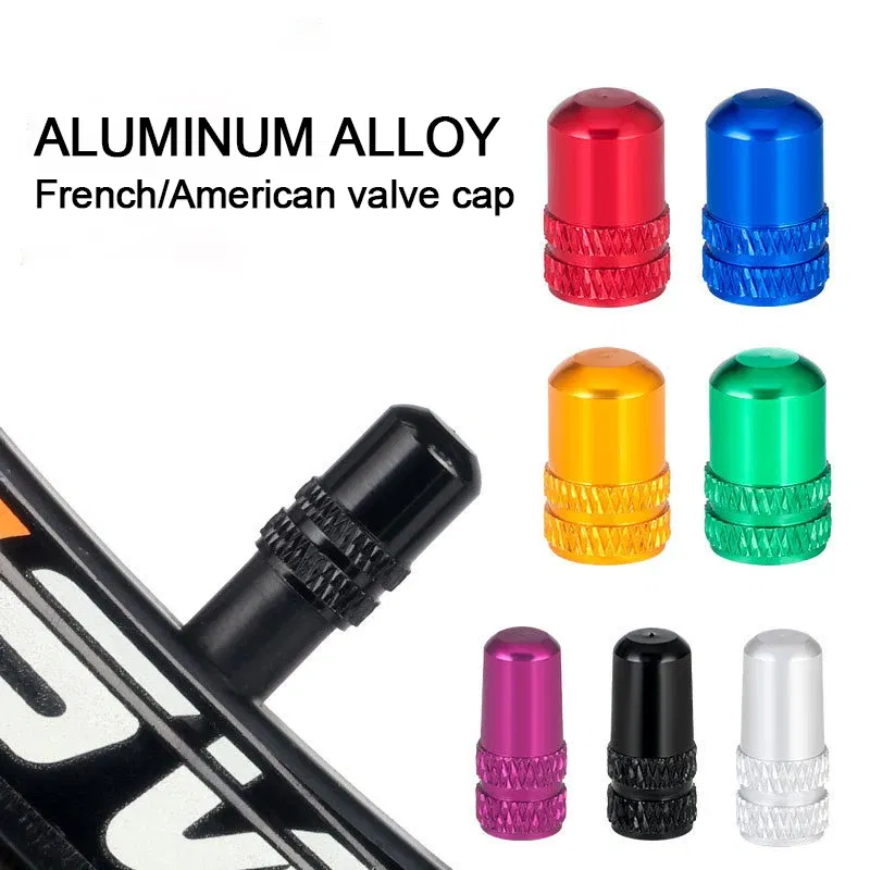 Color: SKY BLUE - 2pc Bicycle Valve Cap Aluminum Alloy Presta/Schrader Road Mountain Bike Tire Valve Cap Dust Protection Cover Bicycle Accessories
