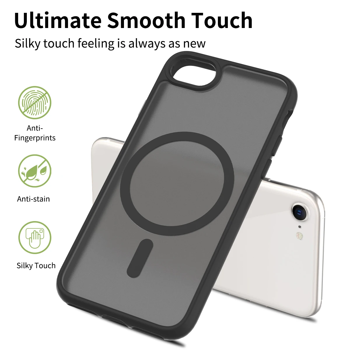 Color: black, Compatible-Phone Models: For iPhone 13 - Non Yellowing Case For iPhone SE 2022 2020 8 16 Pro Max 15 Plus 14 13 Mini 12 11 Magsafe Mag Safe Matte Black Magnet Phone Cover