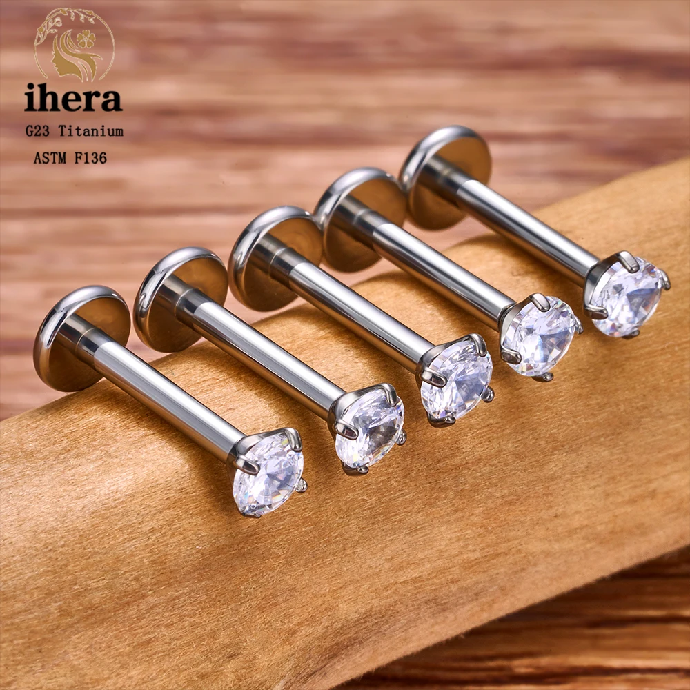 Metal color: Light Yellow Color, Ships From: CHINA, Main Stone Color: Yellow - 10PCS G23 Titanium Labret Piercing Lip Ring 16G F136 Internal Thread Nose Stud Earring Tragus Helix Cartilage Piercing Jewelry