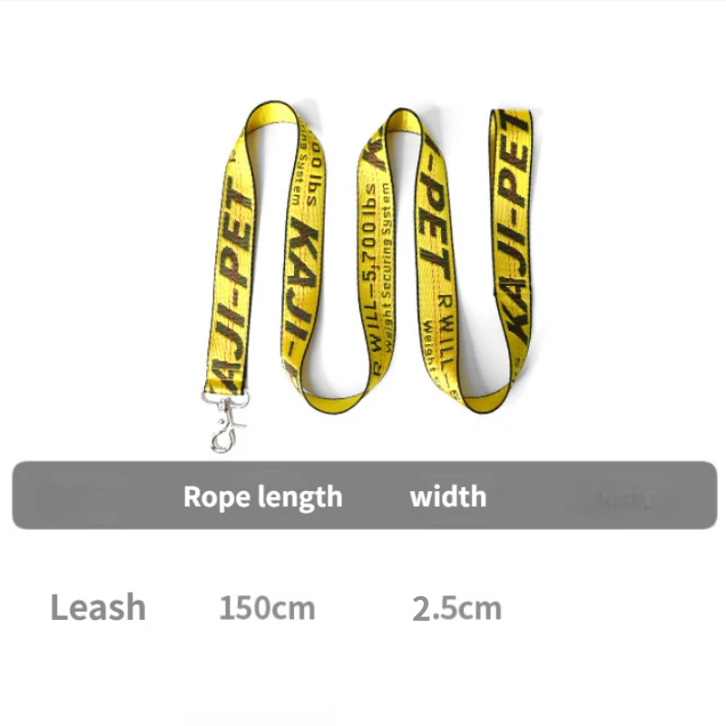 Color: Yellow, Size: M - Fashion Dog Collar Leash Set Gold Chain Nylon Pets Dog Collar Leash Long Rope Lettered Collar Perro Collar For Pitbull Puppy Dog