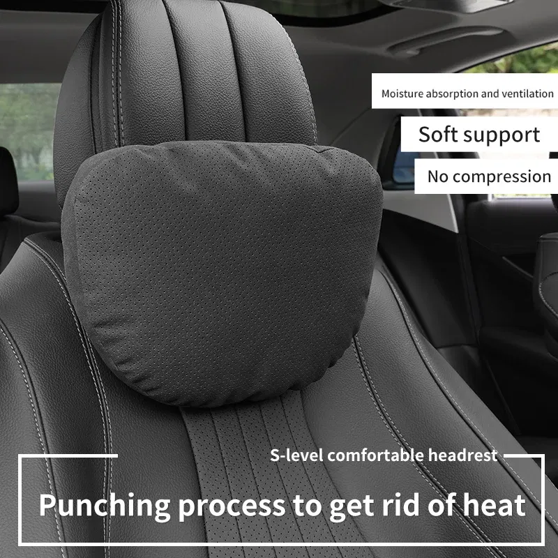 Color: GRAY - Top Quality Car Headrest Neck Support Seat Soft Neck Pillow Breathable For Maybach S Class Design Universal Protector Neck