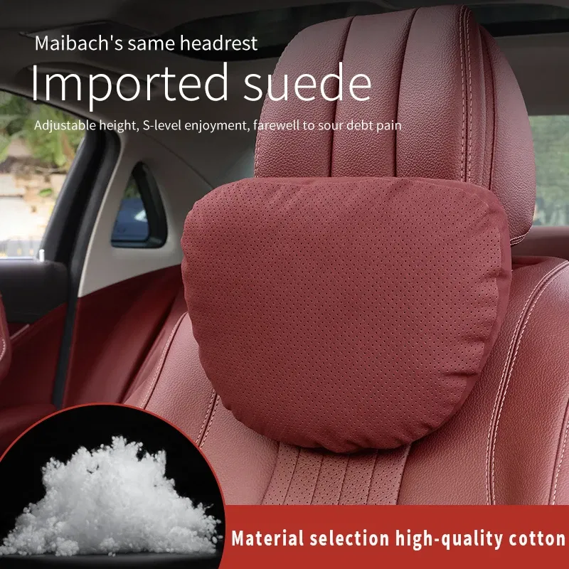 Color: GRAY - Top Quality Car Headrest Neck Support Seat Soft Neck Pillow Breathable For Maybach S Class Design Universal Protector Neck