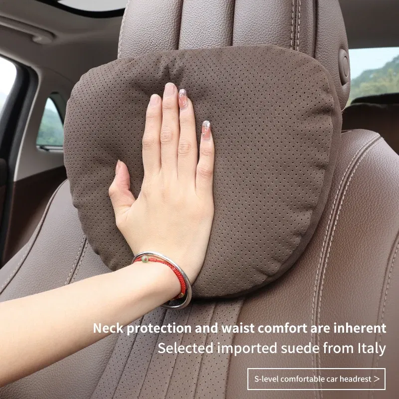 Color: GRAY - Top Quality Car Headrest Neck Support Seat Soft Neck Pillow Breathable For Maybach S Class Design Universal Protector Neck