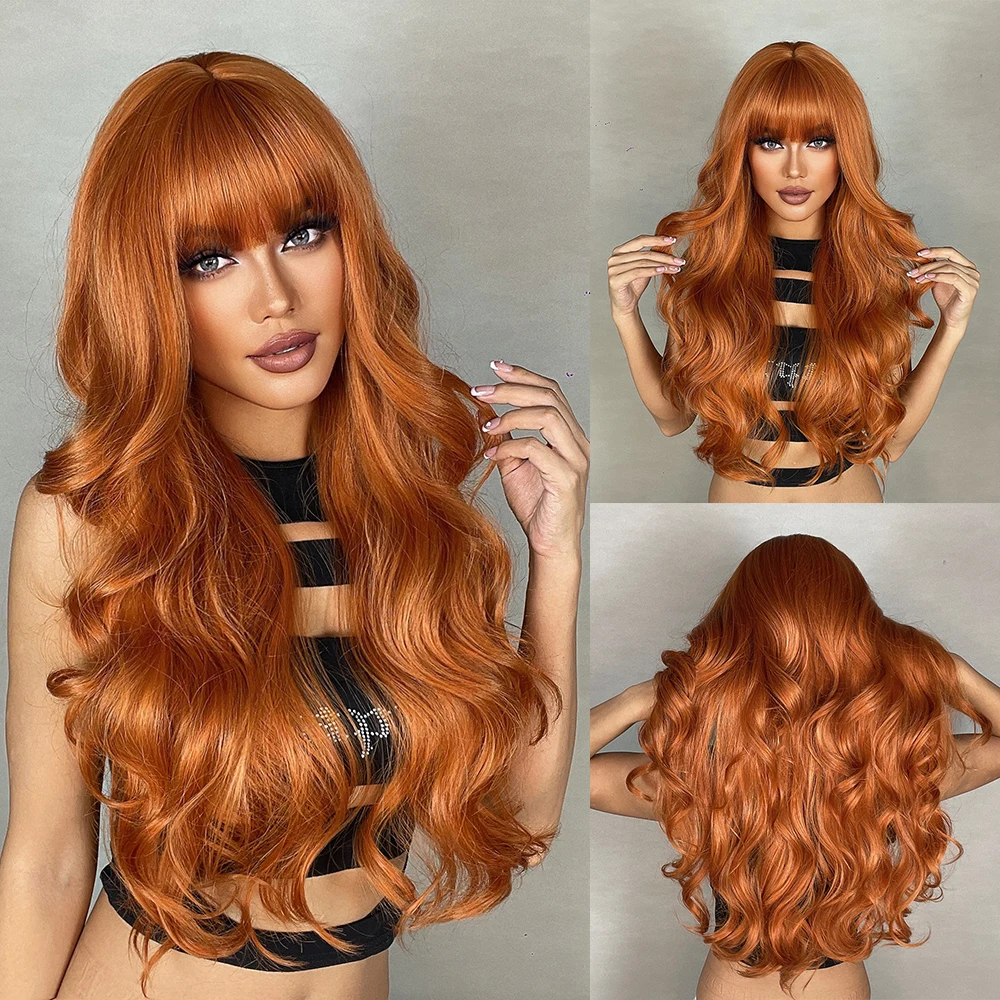 Color: #350 - Red Synthetic Wigs Long Body Wavy Wig Natural Hairline Daily Red Hair Heat Resistant Fiber Smooth Party Cosplay Wig