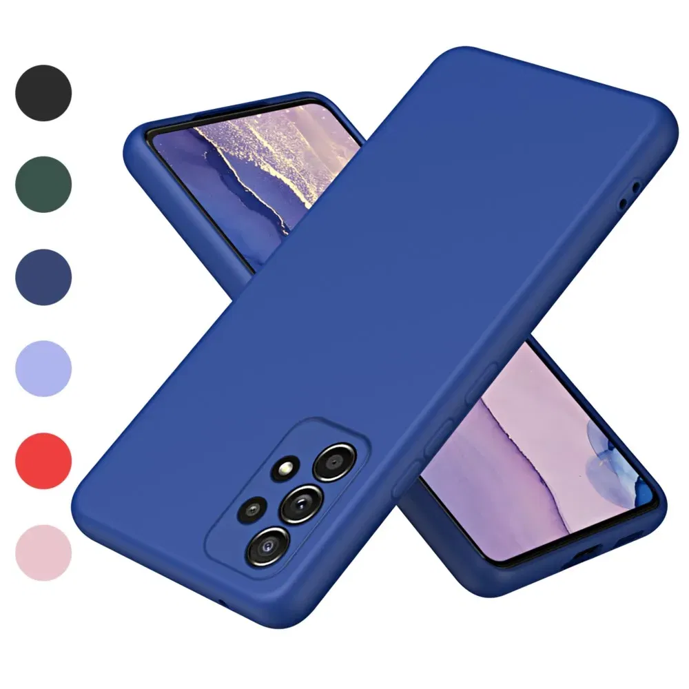 Color: Dark Blue, Material: PE - Solid Silicone Protect Case For Samsung Galaxy A13 A23 A33 A53 A73 A12 A22 A32 A52 A52S A72 A04 A04S A14 A24 4G A34 A54 Cover
