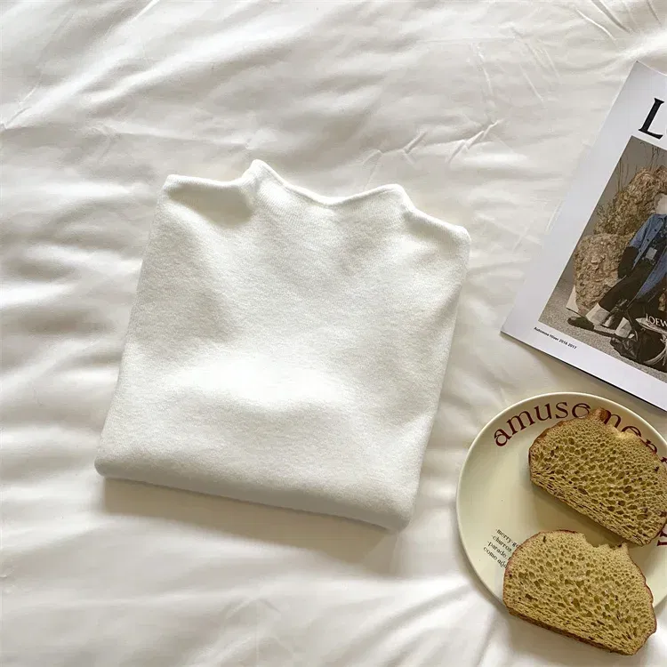 Color: green, Size: One Size - 2025 Women Turtleneck Knitted Pullovers Solid Sweater Harajuku Korean Soft Warm Knitwear Autumn Winter Fashion Slim Jumpers Tops