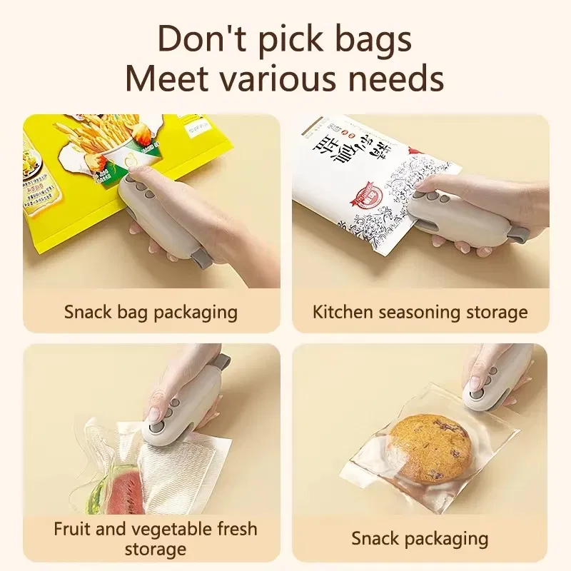 Color: WHITE - XIAOMI Mini Sealing Machine Handheld Heated Portable USB Recharge Food Bag Sealer Household Magnetic Packaging Cut Seal Dual Use