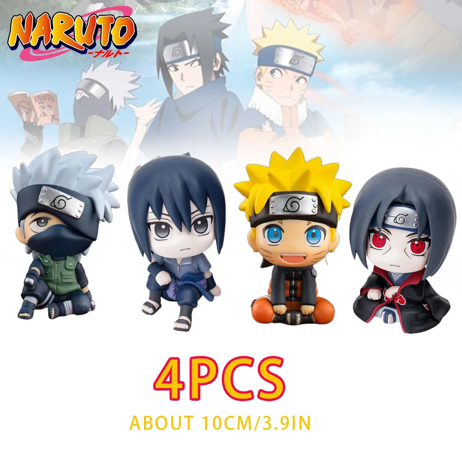 Color: GRAY - 10cm Naruto Anime Figure Uzumaki Naruto Kakashi Uchiha Sasuke Itachi Cute Toys Q Figurals Action Figurine Model