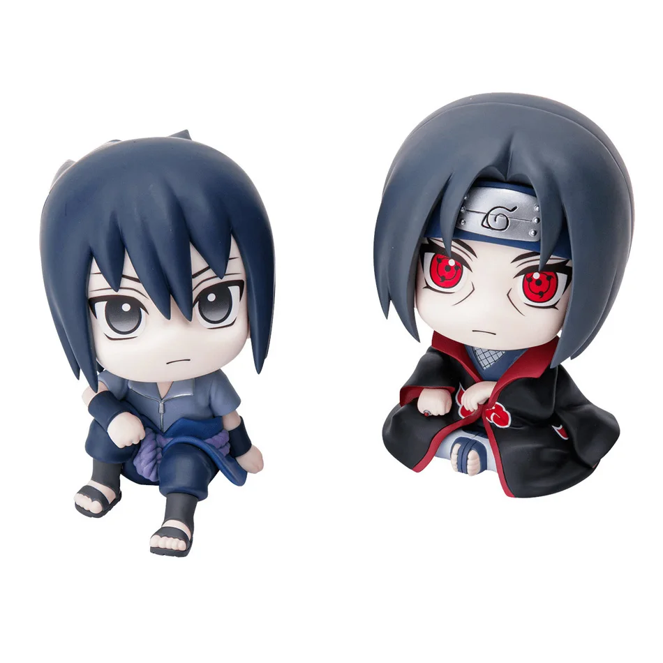 Color: GRAY - 10cm Naruto Anime Figure Uzumaki Naruto Kakashi Uchiha Sasuke Itachi Cute Toys Q Figurals Action Figurine Model