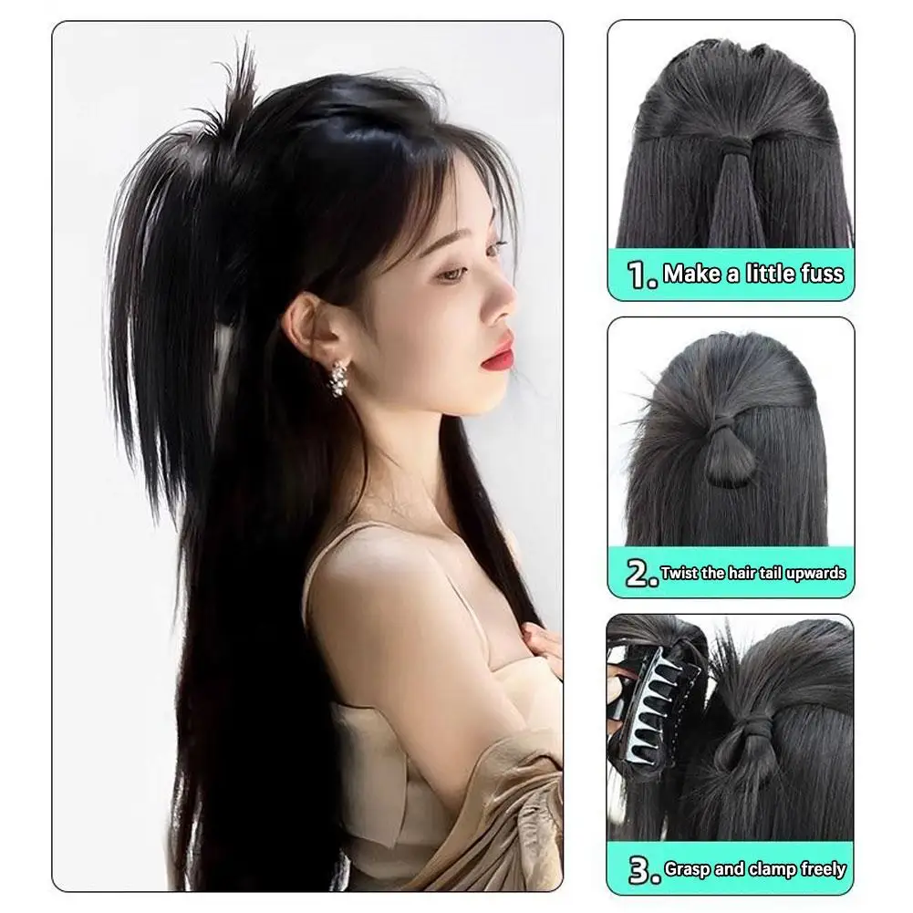 Color: 1B/27HL, Ships From: CHINA - Wig Clip Synthetic Claw Ponytail Wig Ponytail Natural Black Brown Curly Fluffy Natural Braid Ponytail Wig Extension Design
