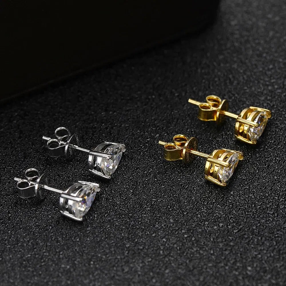 Gem Color: WHITE, Metal Color: Rhodium Plated - D Color 1-4ct Pear Cut Moissanite Earrings For Women GRA Certified S925 Silver VVS Diamond Stud Earring Plated 18K Fine Jewelry