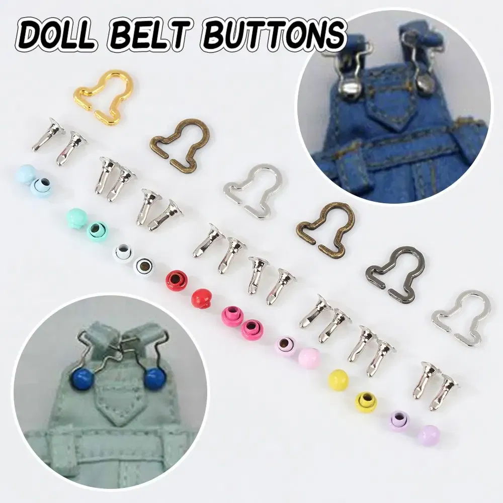 Color: goose yellow - Hot Sale 20Pcs Mini Gourd Style Doll Belt Buttons Dolls Buckles Metal Buckle DIY Girls Toys Trousers Bags Sewing Accessories