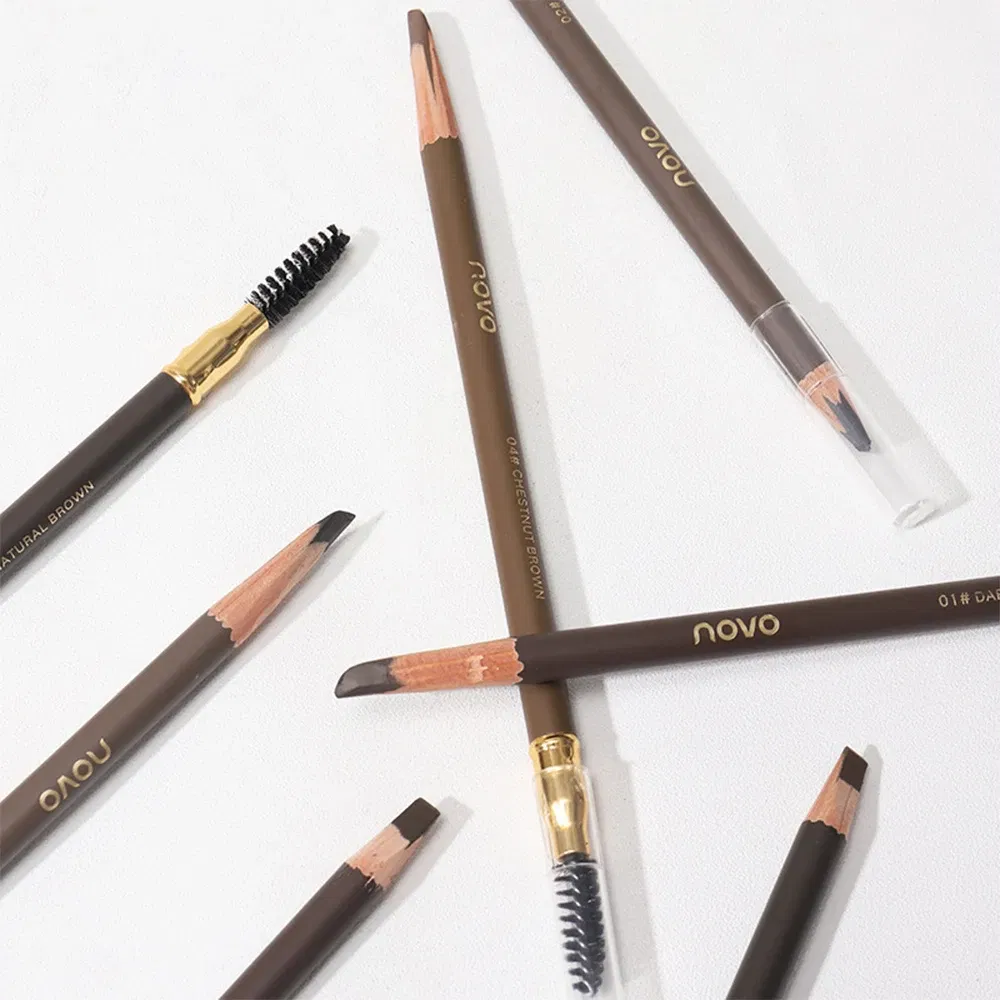 Color: light yellow - Waterproof Eyebrow Pen with Brush 7 Colors Natural Lasting Non-caking Eyebrow Pencil Outlining Wild Brow Korean Makeup Cosmetics