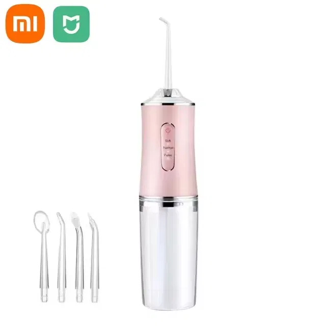 Color: Orange - Xiaomi Portable Electric Dental Water Flosser Oral Irrigator Dental Bed Sprinkler Jet Toothpick 4 Nozzle Mouth Washing Machine