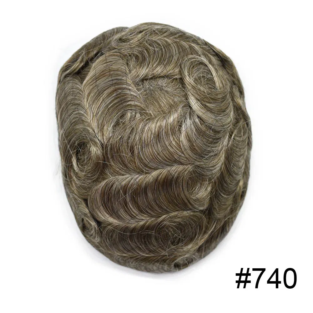 Toupee Color: 740#, Toupee Density: 90%, Length: 6 inches, Ships From: CHINA, Toupee Size: 8x10 - Men Toupee Hair Systems Ultra Thin Skin 0.06MM V-LOOP Capillary Prosthesis Invisible Hairline Real Human HairPieces Hair Units