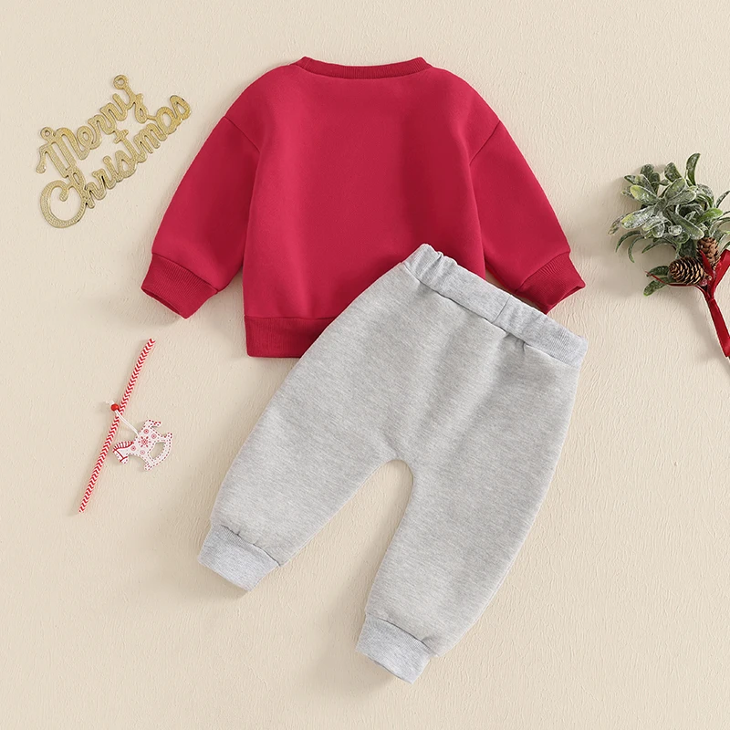 Color: Red, Kid Size: 18M, Ships From: CHINA - 2024-09-12 Lioraitiin Toddler Baby Boys Christmas Outfits Long Sleeve Santa Embroidery Sweatshirt and Pocket Pants Clothes Set