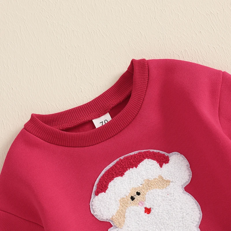 Color: Red, Kid Size: 18M, Ships From: CHINA - 2024-09-12 Lioraitiin Toddler Baby Boys Christmas Outfits Long Sleeve Santa Embroidery Sweatshirt and Pocket Pants Clothes Set