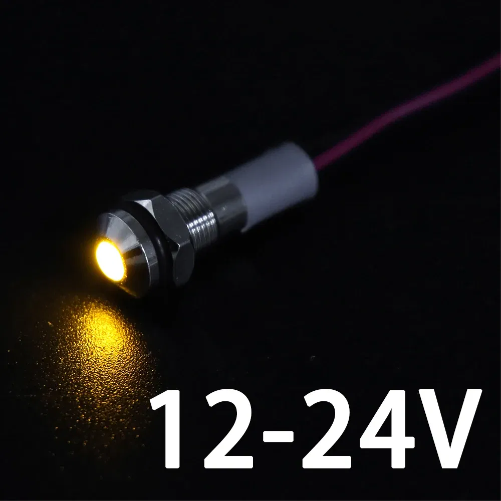 Color: Blue - 1PC IP65 6mm LED Waterproof Metal Indicator Light Signal Lamp With Wire 5V 12V 24V 220V Red/Yellow/Blue/Green/White Metal Button