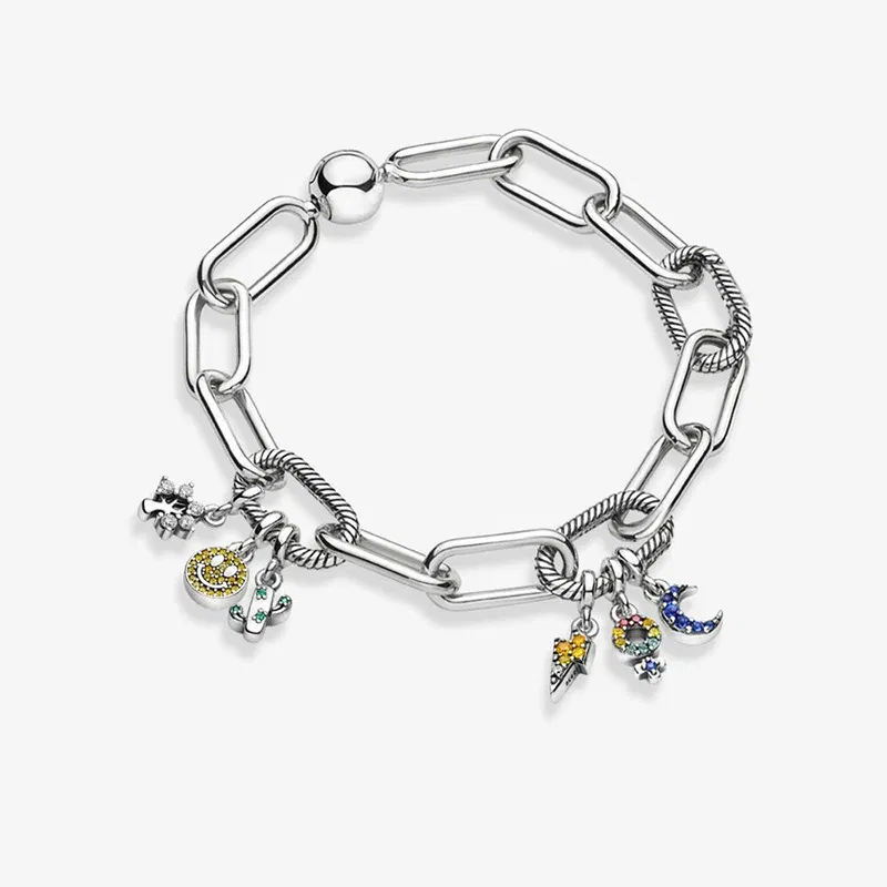 Color: Dark green - 2022 New 925 Sterling Silver My Love Starfish Flamingo Pendant Charm Fit Original Pandora Me Bracelet DIY Bead Jewelry For Women