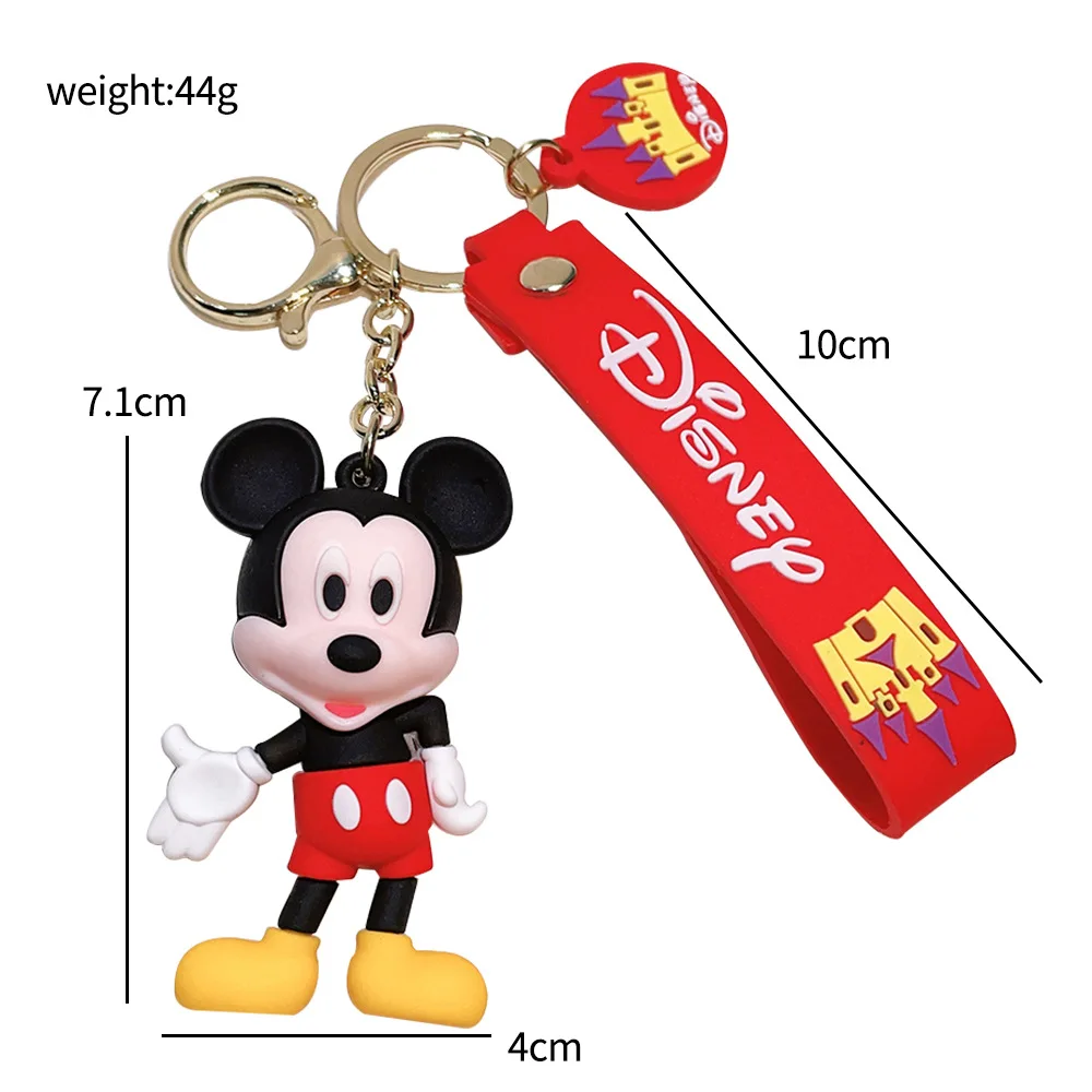 Color: Red - Disney Mickey Keychain Cartoon Stitch Cute Minnie Keyring Anime Student Bag Hanging All-match Car Key Chain Christmas Gifts