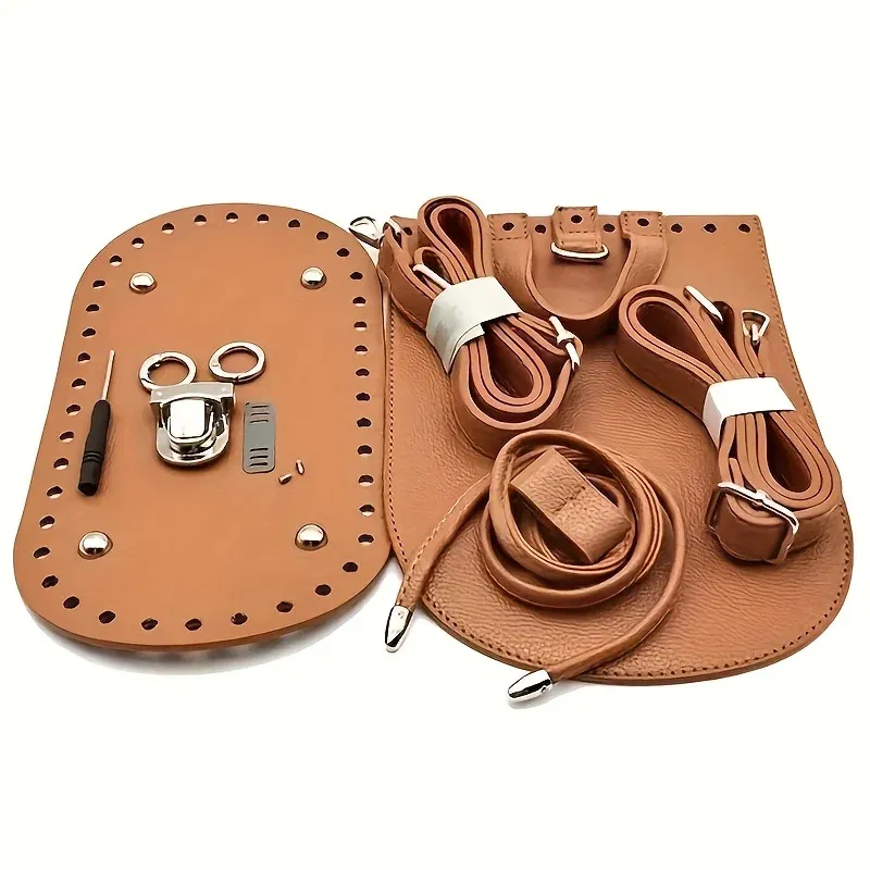 DIY Weaving PU Leathercraft Backpack Kit- lychee PU Leather Texture Handmade Knitting Bag Bottom Flap Set hand-woven Bag Materia