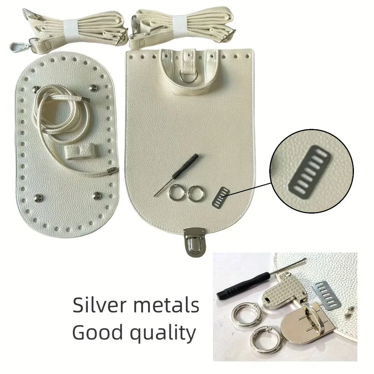 DIY Weaving PU Leathercraft Backpack Kit- lychee PU Leather Texture Handmade Knitting Bag Bottom Flap Set hand-woven Bag Materia