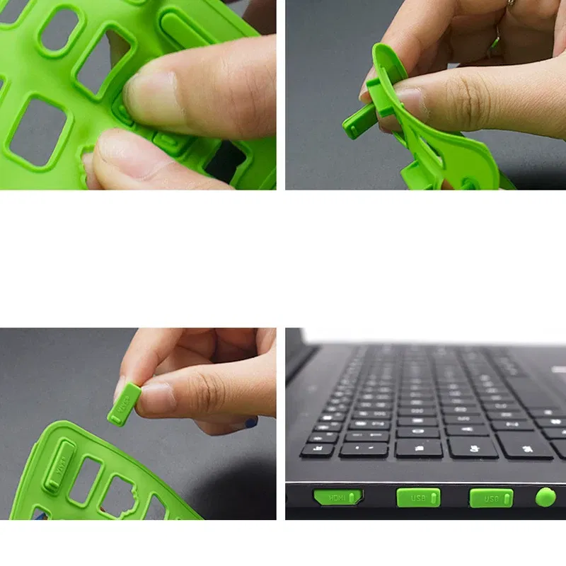 Color: Red - 16pcs/set Colorful Silicone Anti Dust Plug Cover Stopper Dust Plug Laptop Dustproof USB Port RJ45 Interface waterproofCover