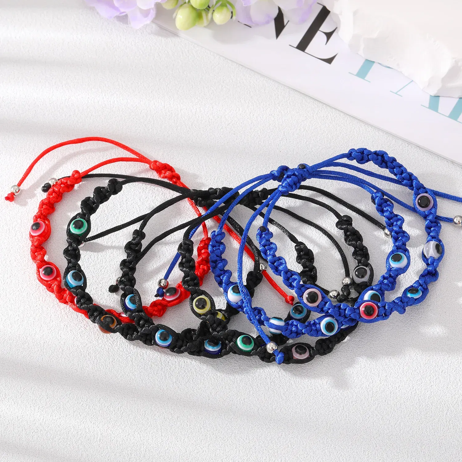 Metal Color: Dark green - Prayer Turkish Hand Palm Evil Eye Braided Bracelet Blue Black Color Nylon Thread Lucky Couple Bracelet&Bangles Jewelry Men Women