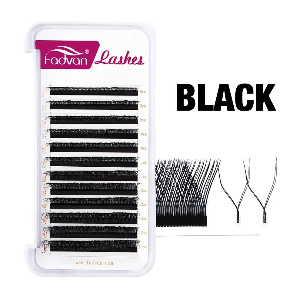 Thickness: 0.07mm, Curl: D, Length: 12mm - FADVAN YY Shape Lashes 2D 0.07 Faux Mink C/D/8-14mm Natural Soft Brazilian Eyelash Premade Volume Fan Lashes Extension