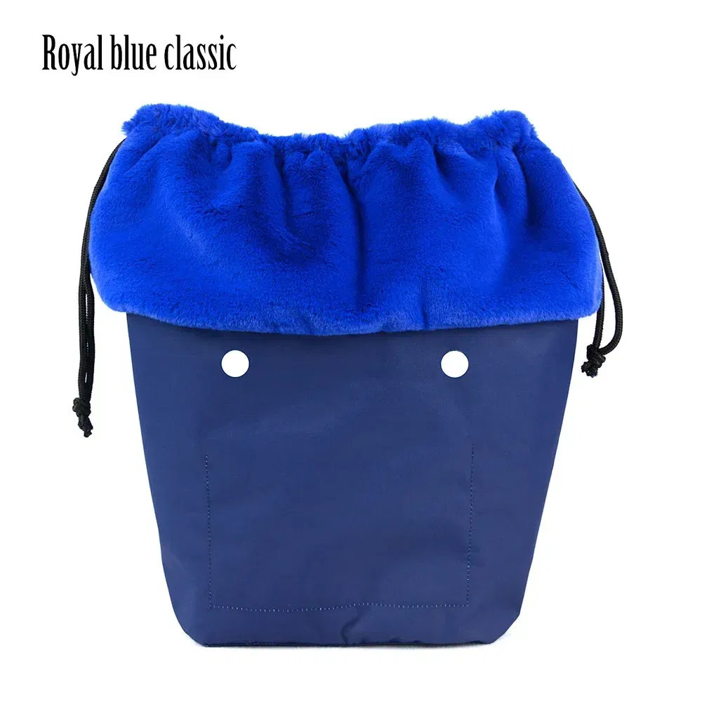 Color: Silver - 2025 Winter O Bag Large Capacity Classic Mini Plush Fur Furry Organizer Top Drawstring Colorful Inner Insert for Obag Winter