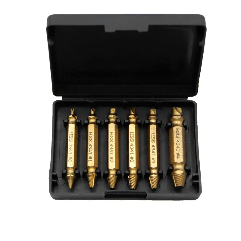 Color: Silver - HSS Extractor Double Head Screw Slide Tooth Removal Screwdriver Screwdriver Bit Broken Wire 6pc Tool Set