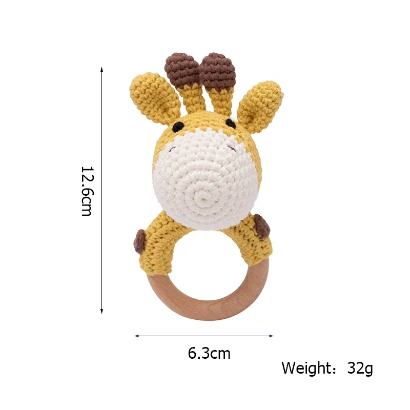 Color: Clear - Bopoobo 3PCS/5PCS Crochet Bunny Baby Teether Rattle Animal Beech Wood Teether Pacifier Chain Crochet Rattle For Newborn Baby