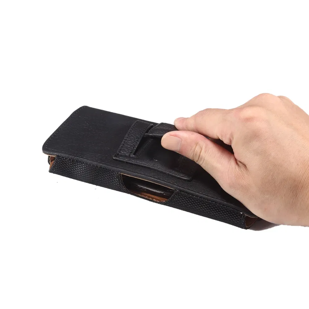 Color: black, Material: Cotton Fabric - Universal Leather Men Waist Bag For iPhone 15 14 13 12 Pro Max Samsung Galaxy S23 S22 Huawei Xiaomi Mobile Phone Belt Clip Cases