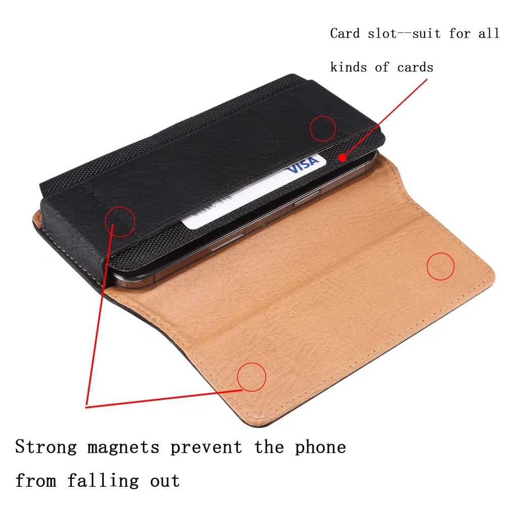 Color: black, Material: Cotton Fabric - Universal Leather Men Waist Bag For iPhone 15 14 13 12 Pro Max Samsung Galaxy S23 S22 Huawei Xiaomi Mobile Phone Belt Clip Cases