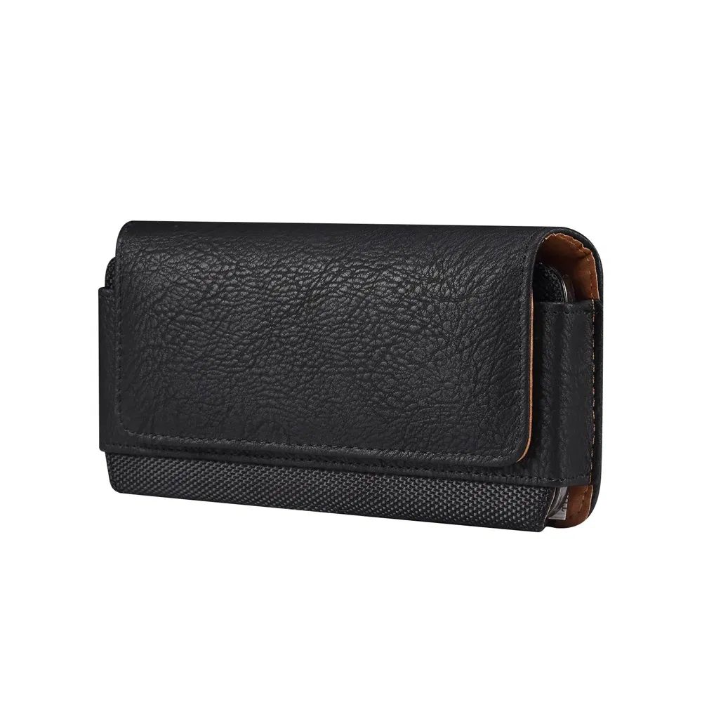 Color: black, Material: Cotton Fabric - Universal Leather Men Waist Bag For iPhone 15 14 13 12 Pro Max Samsung Galaxy S23 S22 Huawei Xiaomi Mobile Phone Belt Clip Cases