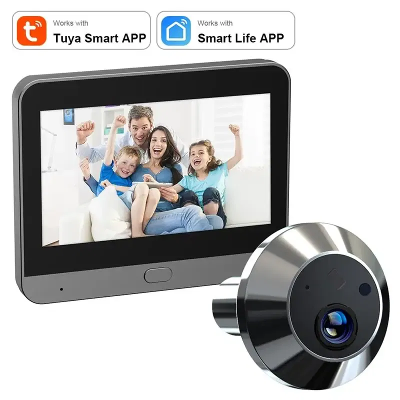 Color: black, Ships From: CHINA - New! Mini Smart Life Tuya 3MP 140?° Wide View Angle 2.4Ghz WiFi Magic Door Peephole Eye PIR Camera Digital Door Viewer Battery