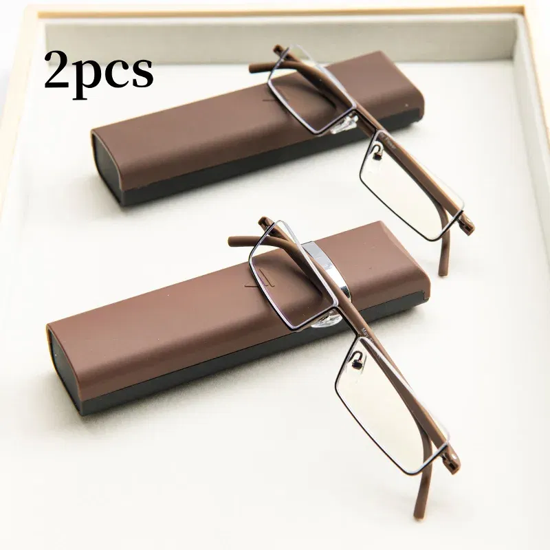 Frame Color: light brown, Eye Prescription: +300 - 2Pcs Suit Anti-blue Light Reading Glasses Ultralight TR90 Sport Presbyopia Eyeglasses Women Men Far Sight Eyewaer With Case +1.2