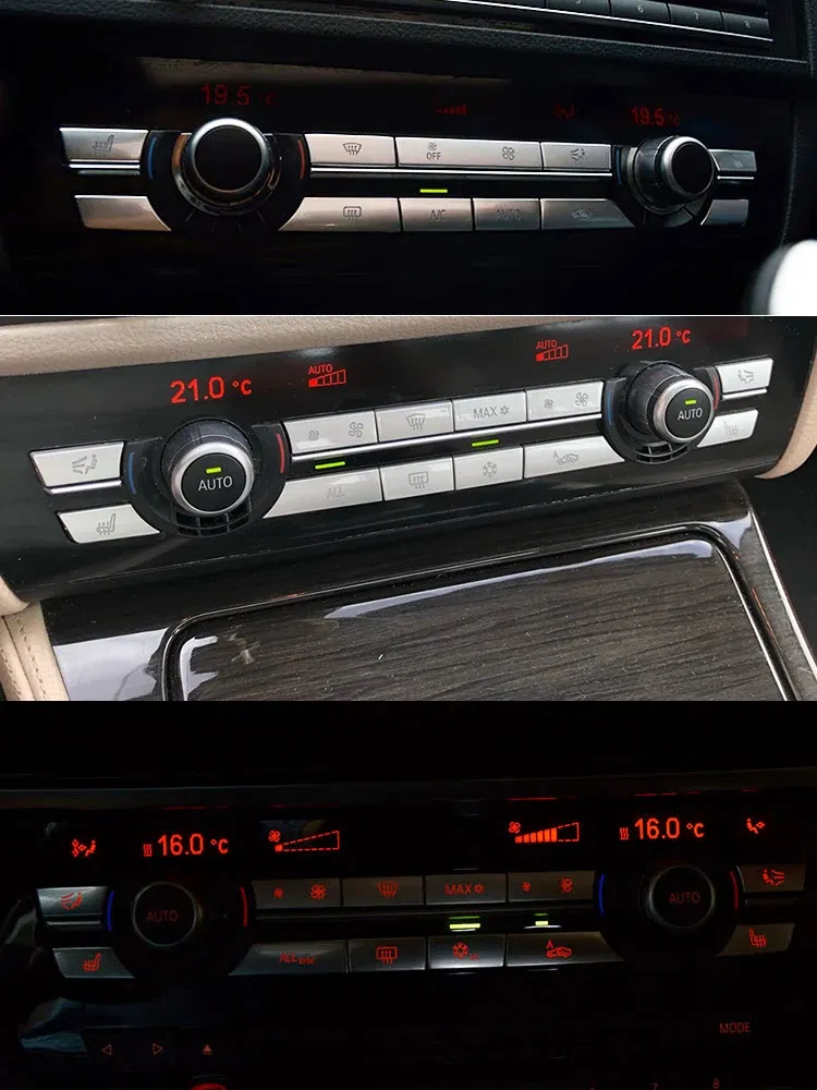 Color Name: WHITE - Silver Dashboard Air Conditioner Ac Buttons Cover Caps Repair Kit For BMW 5 6 7 Series X5 X6 F10 F11 F06 F12 F01 F02 F15 F16