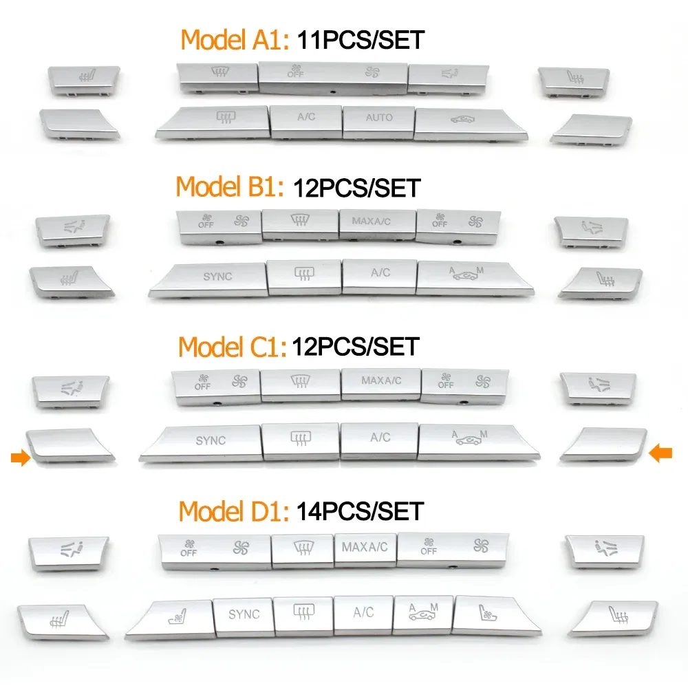 Color Name: WHITE - Silver Dashboard Air Conditioner Ac Buttons Cover Caps Repair Kit For BMW 5 6 7 Series X5 X6 F10 F11 F06 F12 F01 F02 F15 F16