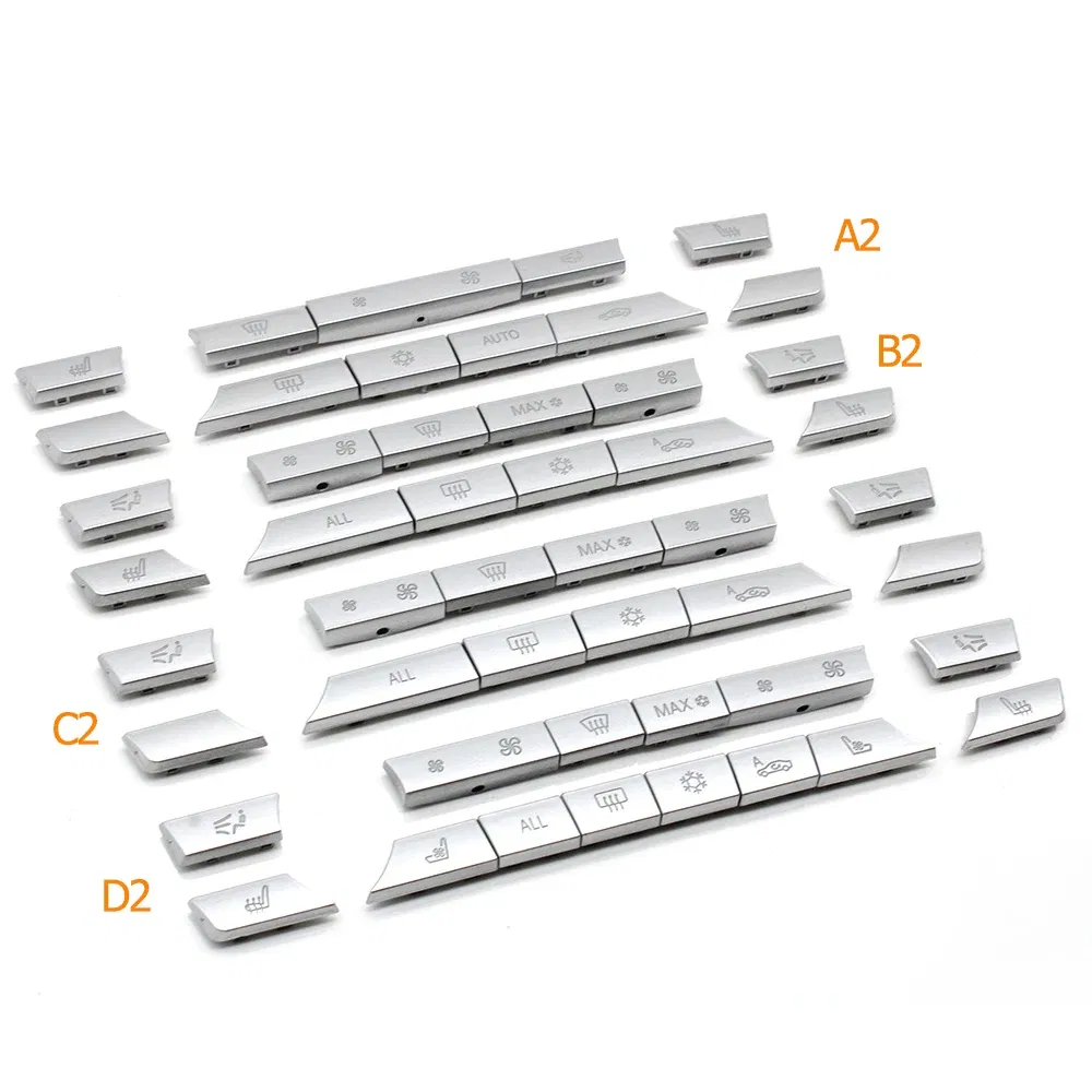 Color Name: WHITE - Silver Dashboard Air Conditioner Ac Buttons Cover Caps Repair Kit For BMW 5 6 7 Series X5 X6 F10 F11 F06 F12 F01 F02 F15 F16