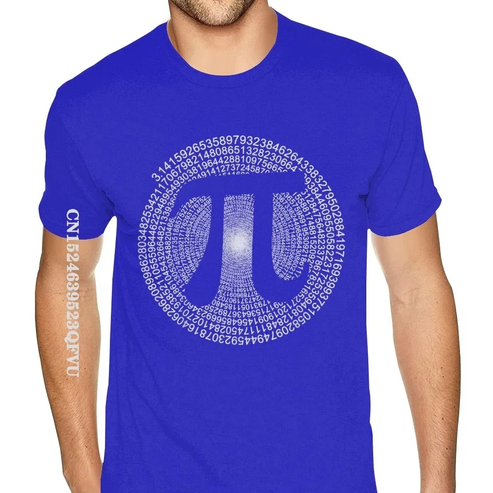 Color: Blue, Size: XXXL - Classic Pi T Shirt 3,14 Pi Number Symbol Math Science Gift Tee Shirts For Men Make Your Own Soft Cotton HipHop Print Tee