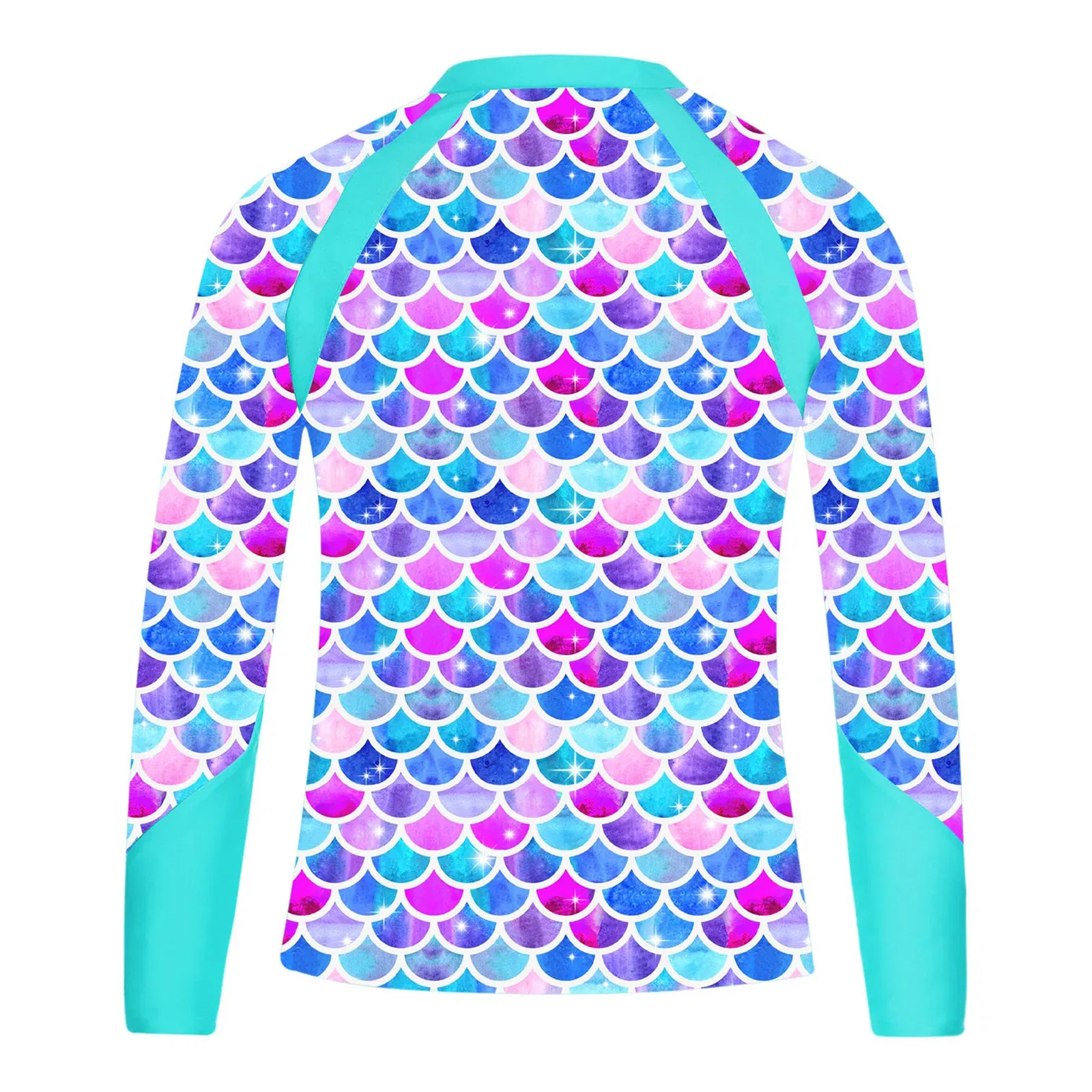 Color: Gold, Kid Size: 24M - Girls Swim Top Floral Printed Rash Guard T Shirt Long Sleeve Mermaid Costume Swimwear Beachwear UPF 50+ Surfing Bathing Tops