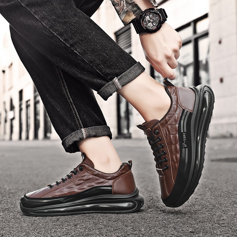 Men's Casual Cowhide Air Cushion Sneakers