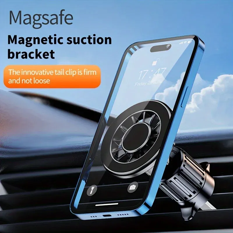 Color: black - Universal Magnetic Car Mount for MagSafe Magnet Car Air Vent Cell Phone Clip GPS Stand for iPhone 15 14 13 Series Huawei Xiaomi