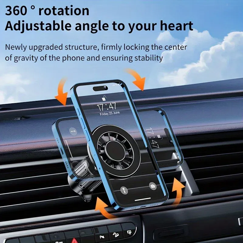 Color: black - Universal Magnetic Car Mount for MagSafe Magnet Car Air Vent Cell Phone Clip GPS Stand for iPhone 15 14 13 Series Huawei Xiaomi