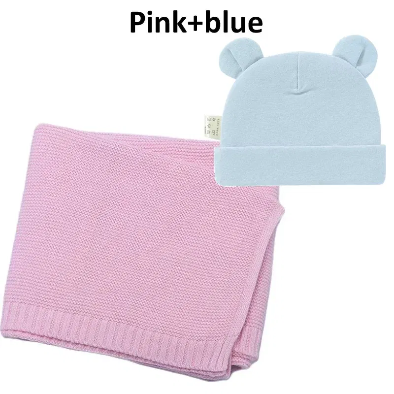 Color: Burgundy, Size: Option 1, Ships From: CN - Personalized Baby Name Newborn Cotton Beanie and Knitted Blanket Set Embroidered Name Covering and Cute Hat Gift Set