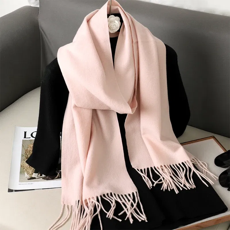 Color: Ginger - New 62 Color Winter Scarf For Women Long Warm Cashmere Scarves Hijab Solid Lady Shawl Wrap Female Pashmina Bandana Head Scarfs