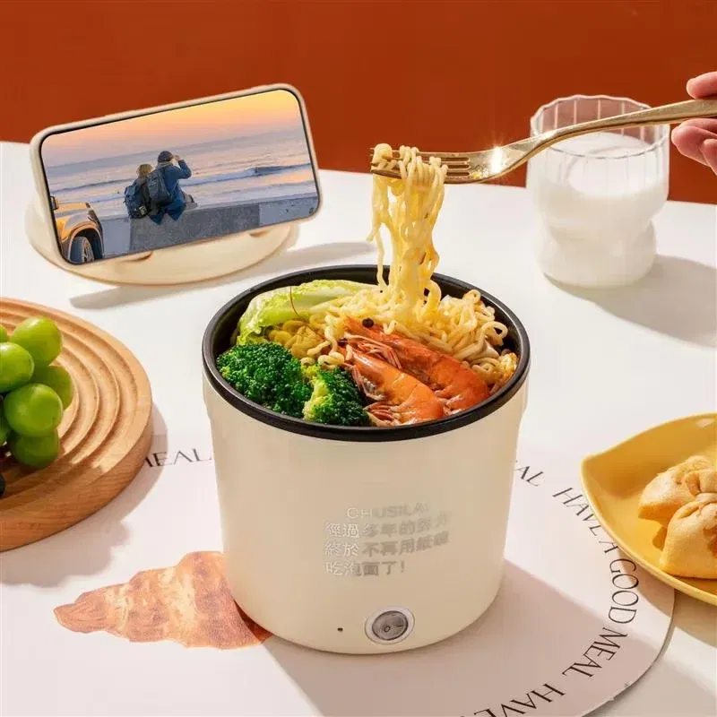 Color: WHITE - Small Household Multifunctional All-In-One Pot Electric Noodle Cooking Pot Egg Omelette Frying Pan Mini Hotpot Baby Food Stew