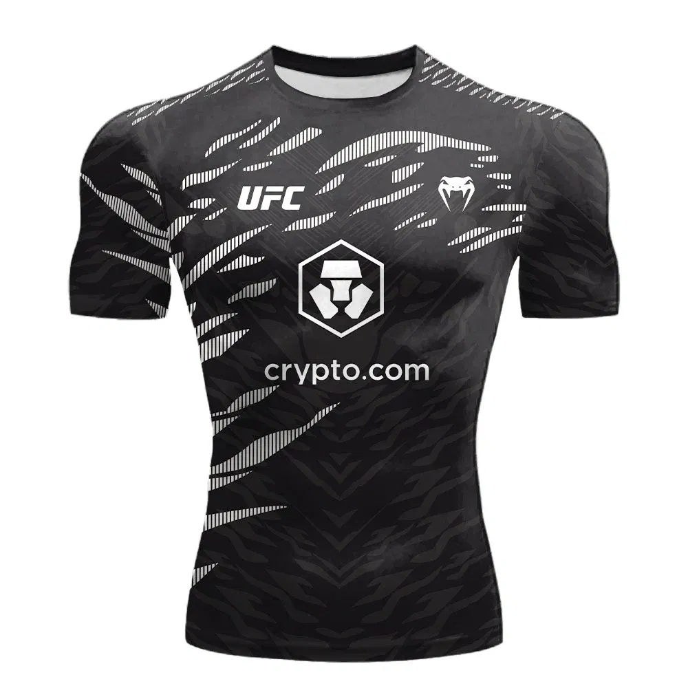 Color: black, Size: 6XL - 2025 New quick-drying tops for Summer  Men's UFC Fusion by Venum Black/Gold Alex Pereira Authentic Fight Night Champion Walkout