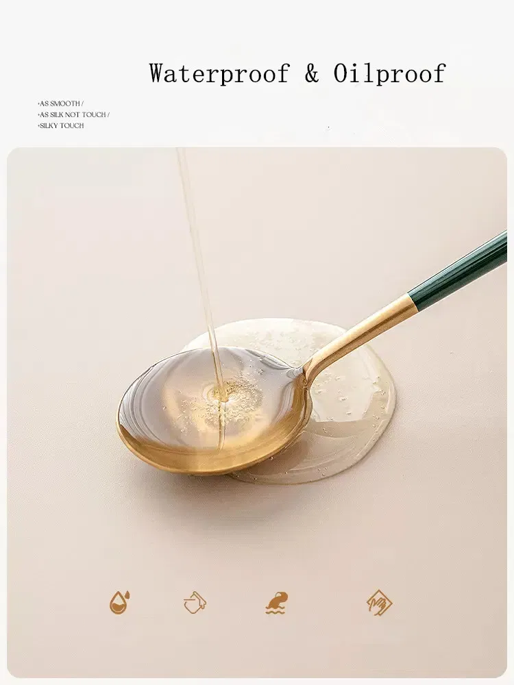 Color: Red, Specification: 60*60cm - Solid color PU leather table cover fixable elastic tablecloth waterproof round square Table cloth custom table protector